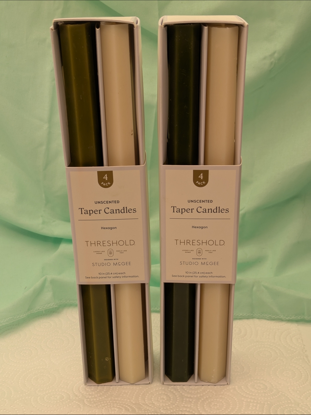 Threshold Unscented Taper Candles - Olive Green & Cream (2 Packs)